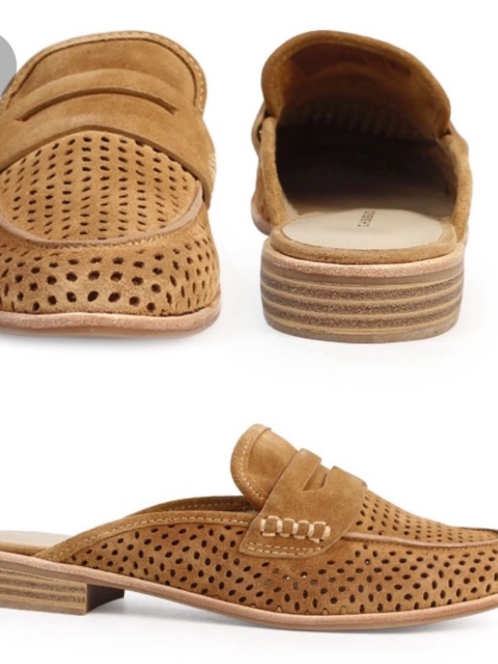 G.H. Bass & Co. Erin Perforated Suede Slip-On Mule in Tan